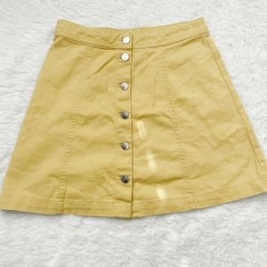 H&M Divided Mustard Yellow Button Down Skirt Size 4
